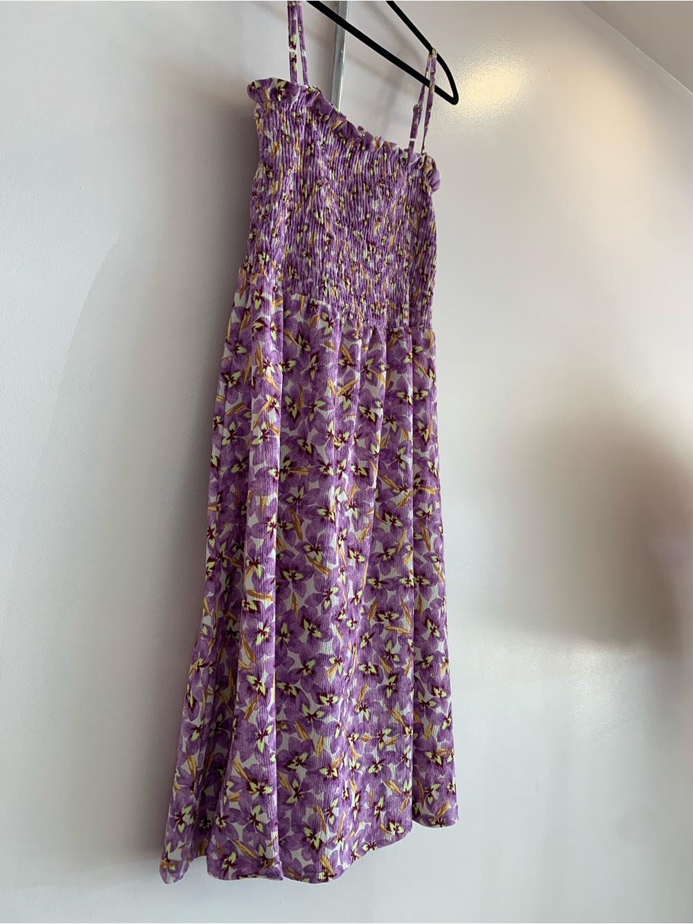 H&M Lavender Floral Smocked Maxi Dress with Thin Straps